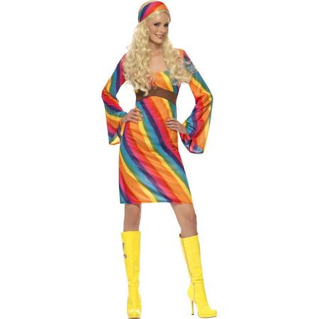 Regenboog Hippie jurkje | 70s verkleedkleding maat S (36-38)